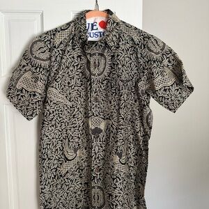 Bali Black and Cream Leaf Pattern Shirt